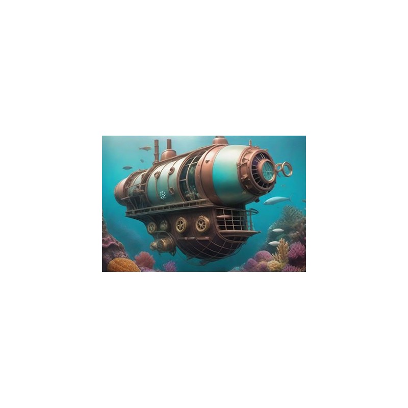 Cuadro Arte moderno, Submarino steampunk generado AI decoración pared Decoración Arte Steampunk venta online